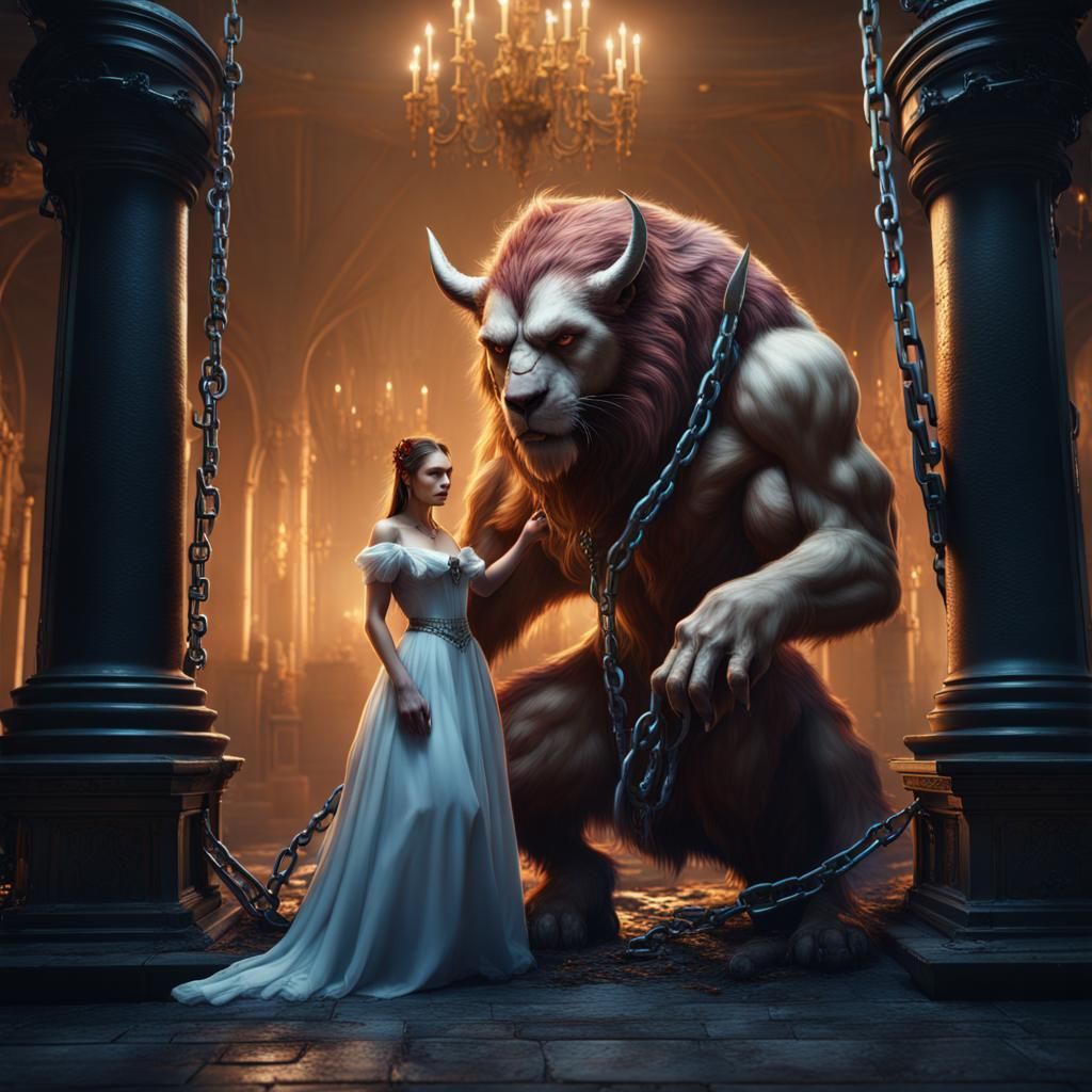 Beauty Puts the Beast in Chains: Detailed Matte Painting