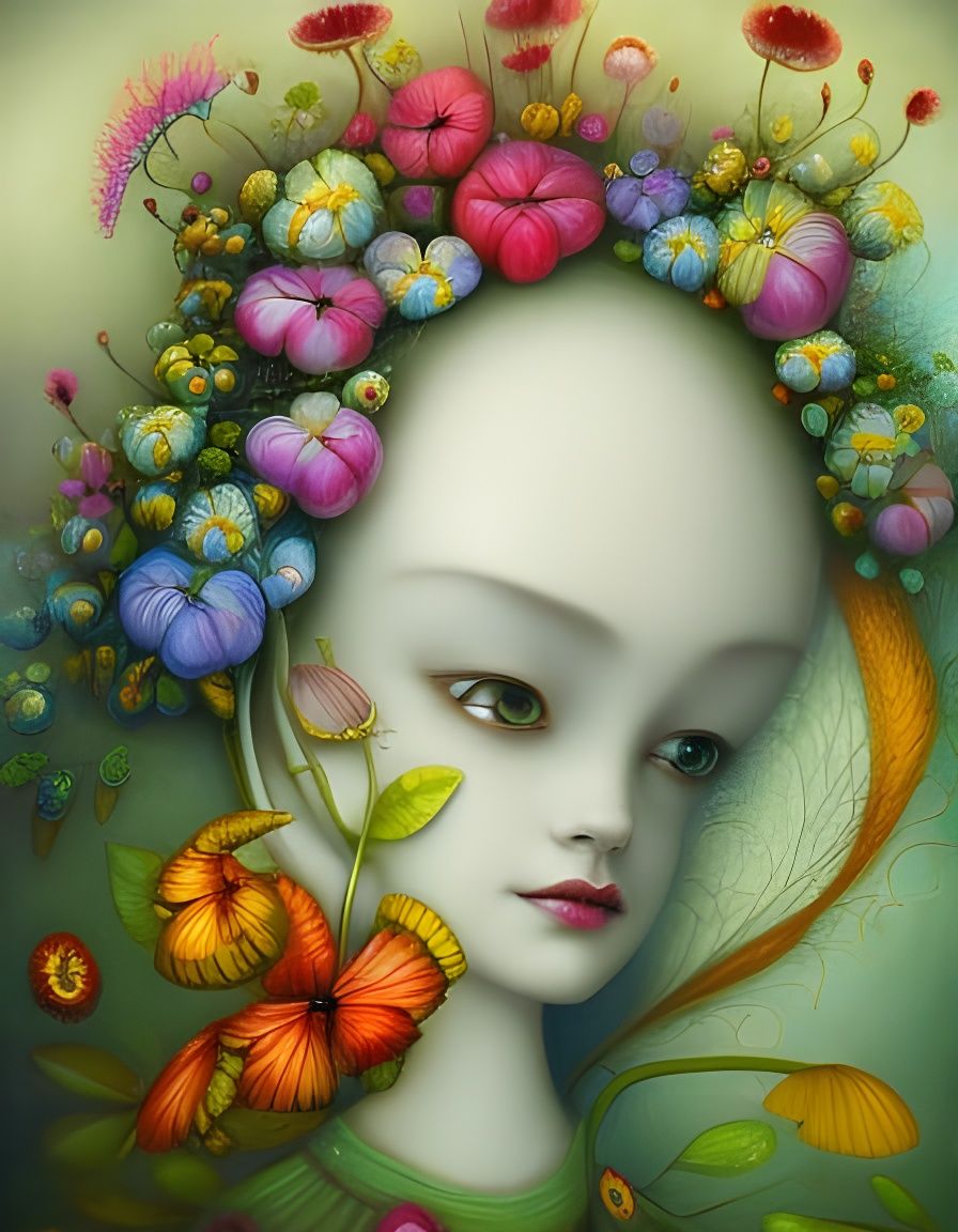 Hyperrealistic 3D Flower-People in Fantasy Village