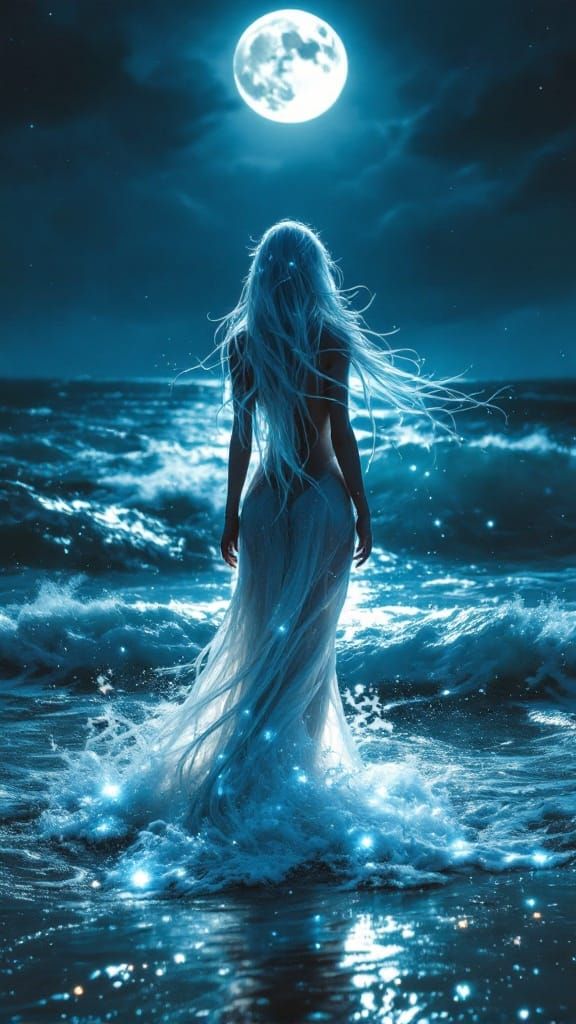 Silver Siren Under the Moonlit Waves