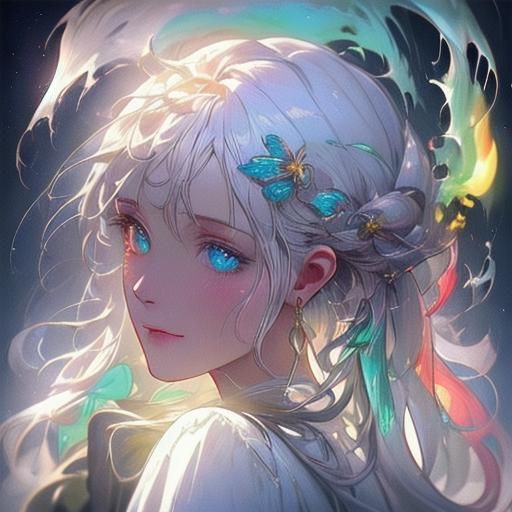 Girl with Rainbow Steam, Fantasy Concept Art