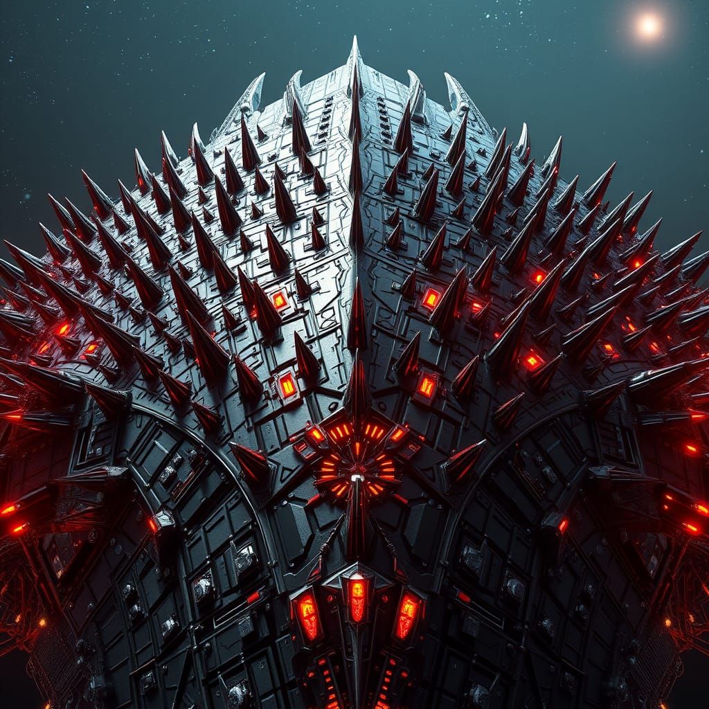 Gigantic Alien Mothership in Cyberpunk Anime Style