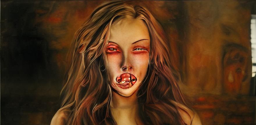 Demonic Face in Hyperrealistic Oil Painting