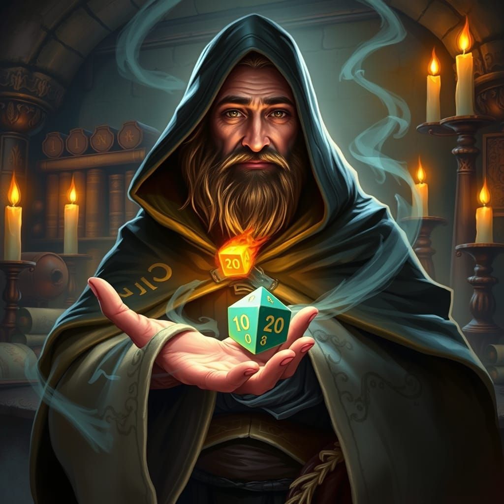Mystical Dungeon Master in Vibrant Fantasy Portrait