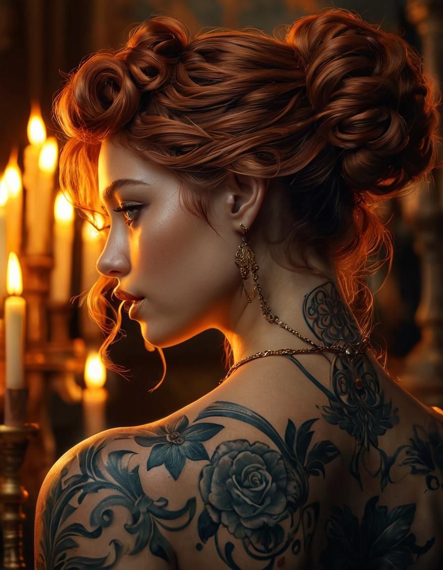 highly detailed portrait of a beautiful girl with  copper cu...