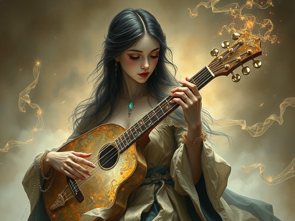 Ethereal Musician Playing Spectral Lute in Eclectic Concept ...