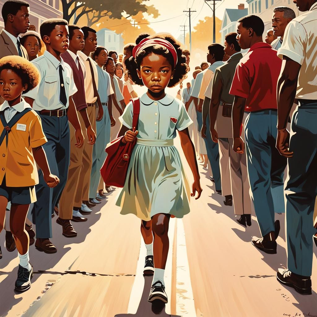 Norman Rockwell-Inspired Portrait of Ruby Bridges in 1960s N...