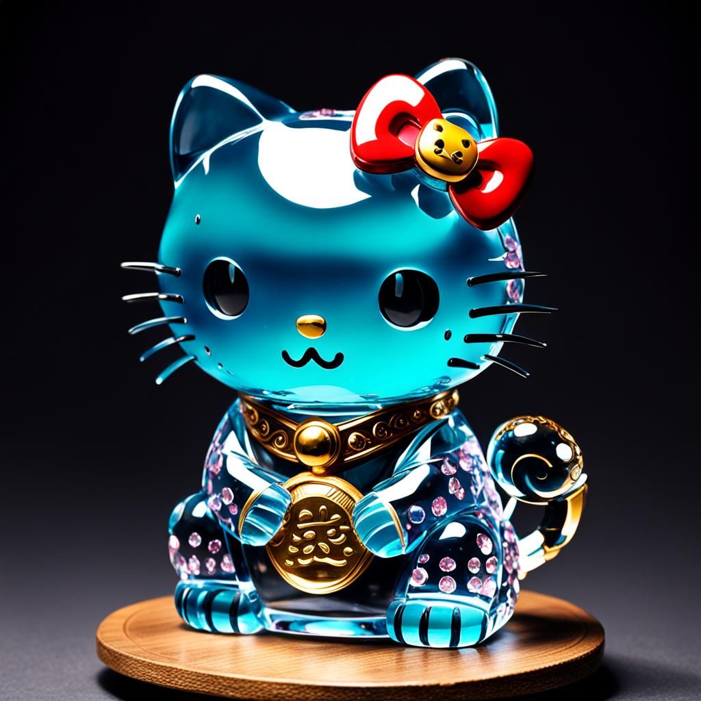 Crystal Hello Kitty as Maneki Neko in Horror Style