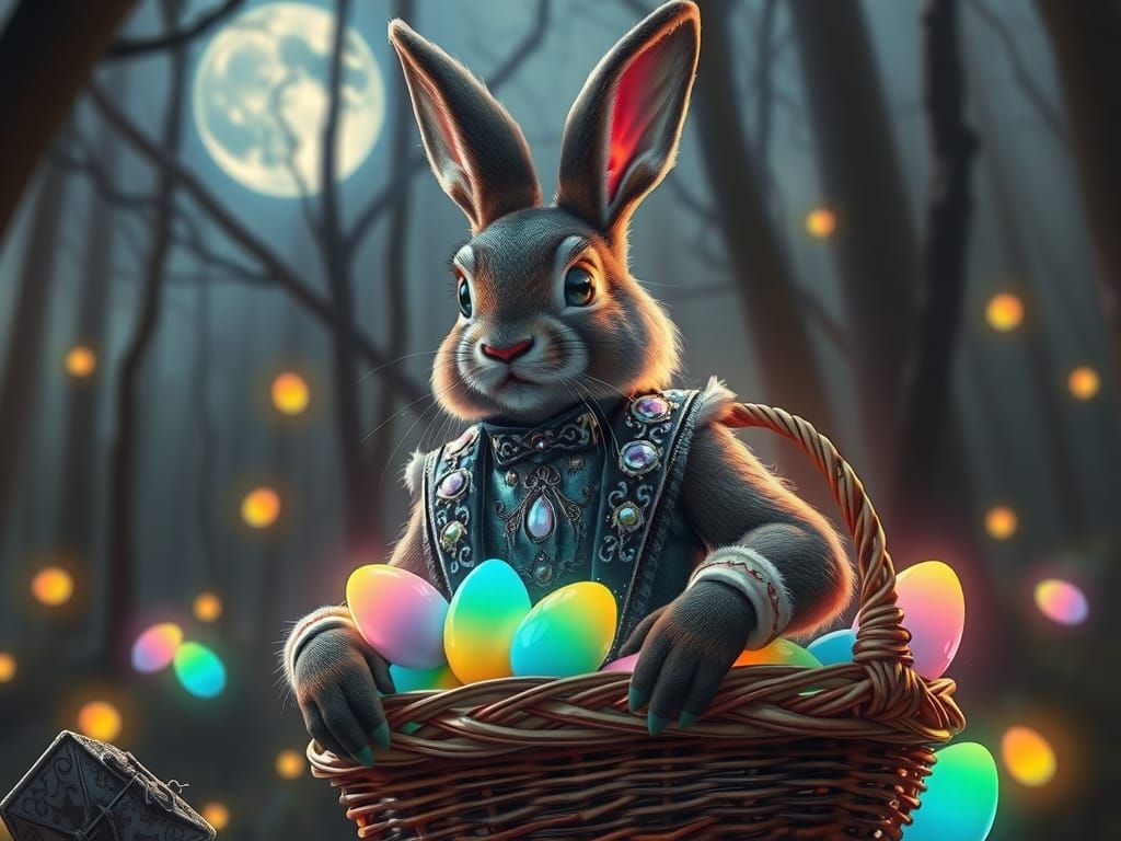 Enchanted Easter Bunny in a Vibrant, Magical Realm