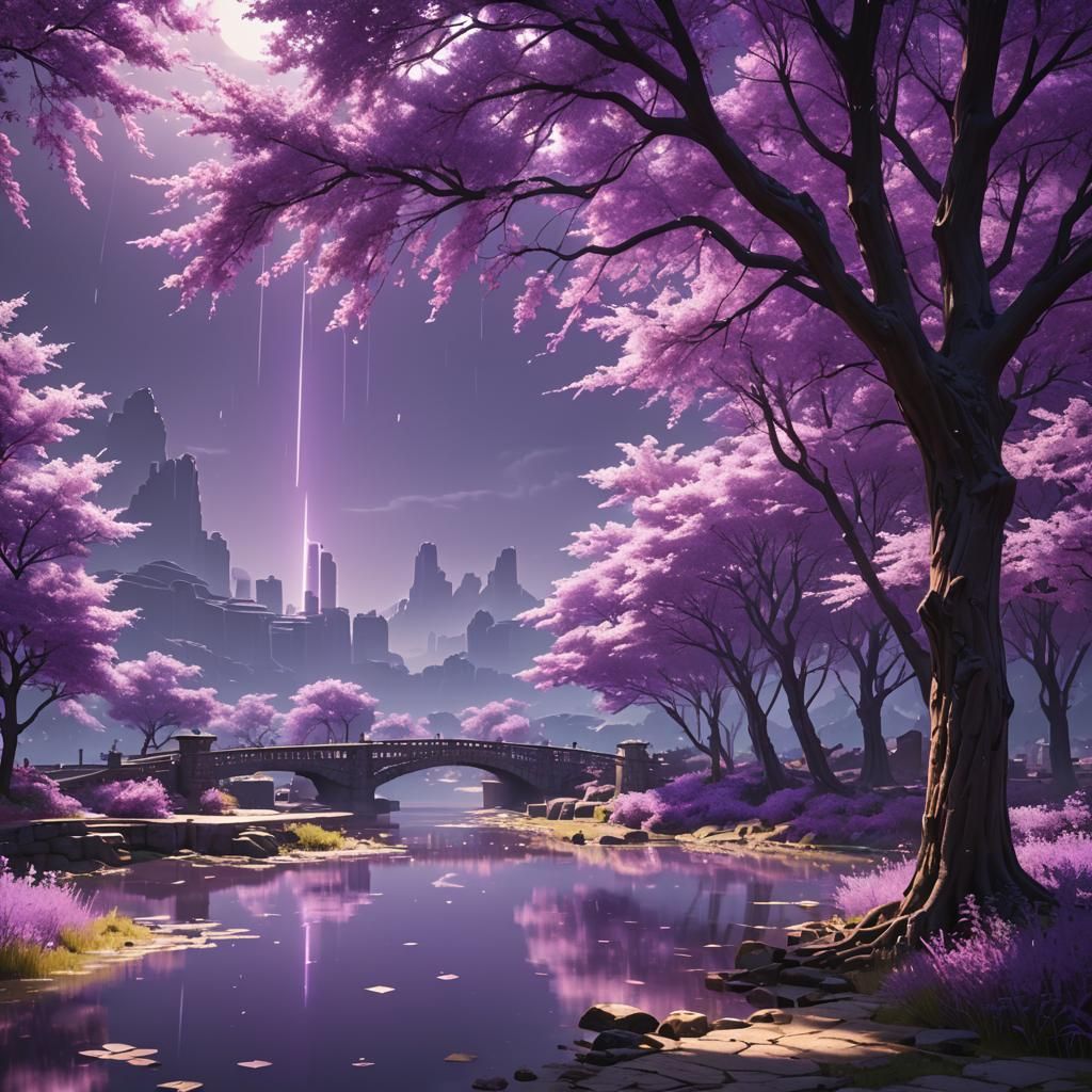 Purple Monochromatic Scenery with Dynamic Lighting