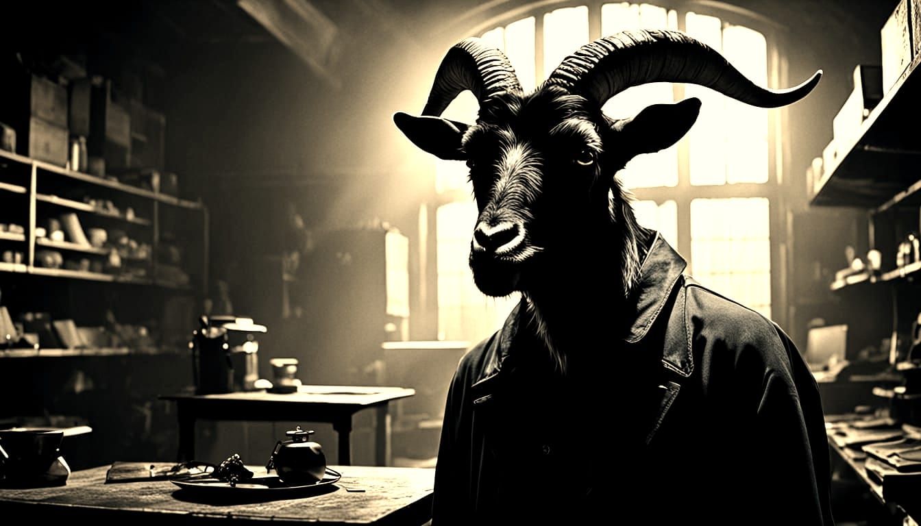 Surreal Noir Figure in Exaggerated Realism Style