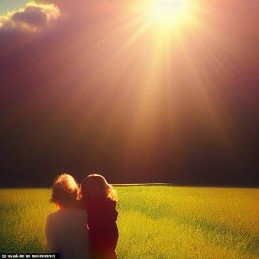 Heavenly Sunshine Beams Through Soft Clouds