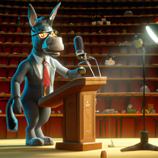 Donkey Singer at Assembly Rostrum, Hyperdetailed Concept Art