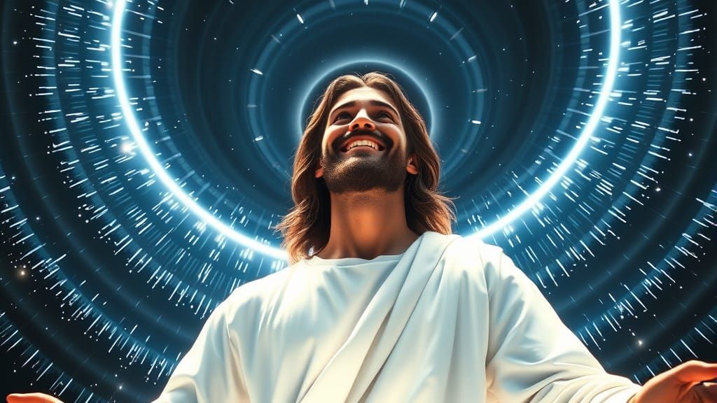 Radiant Jesus in Fractal Light: A Digital Art Piece