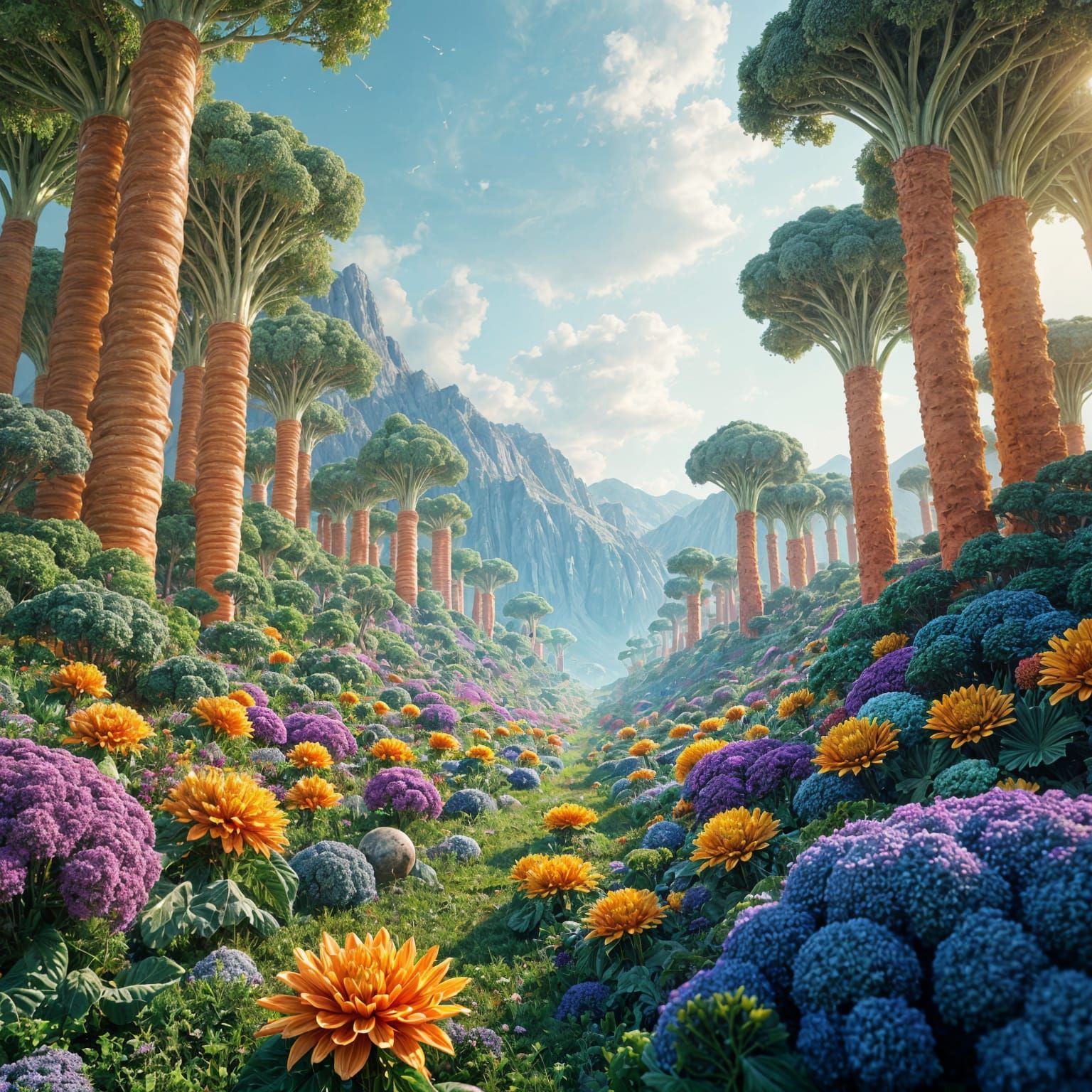 Detailed Vegetable Planet Concept Art in 8K