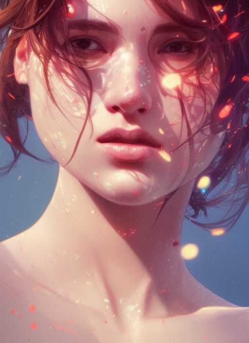 Hyperdetailed Daisies Portrait in Art Nouveau Style