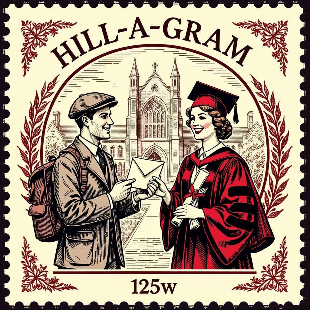 Vintage Telegram Delivery Stamp: Graduate Receives News
