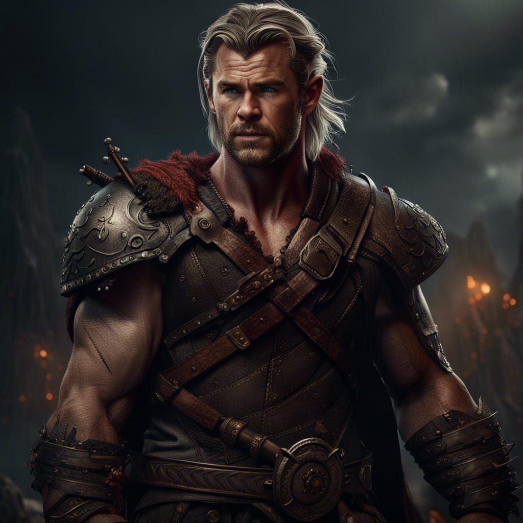 Muscular Half-Orc Warrior: Fantasy Concept Art