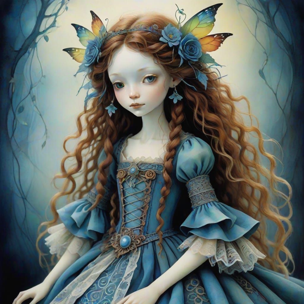 Enchanted Rag Doll in Whimsical Rainbow Dress