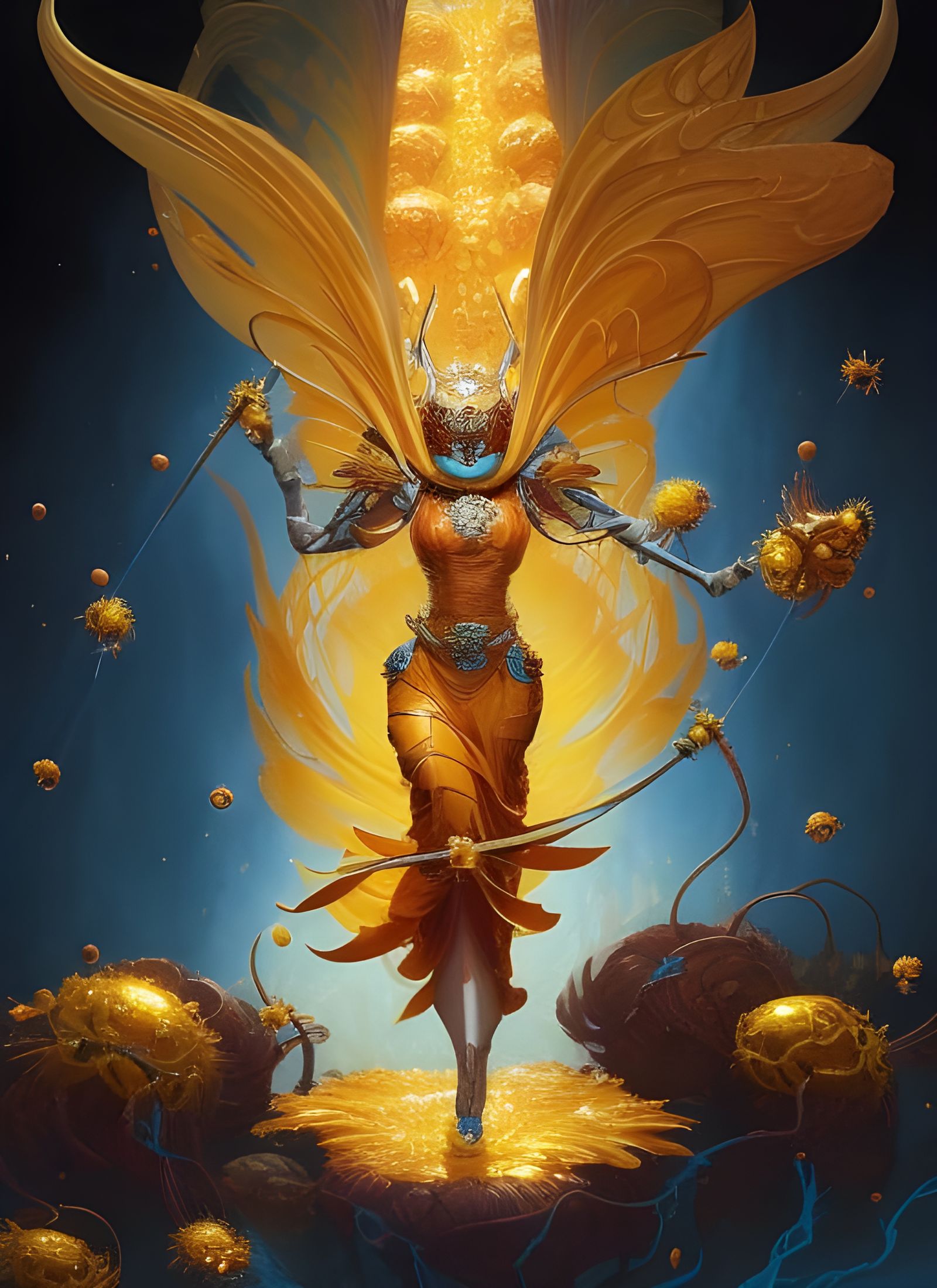 Queen Bee's Magical Honey Portal: Digital Illustration