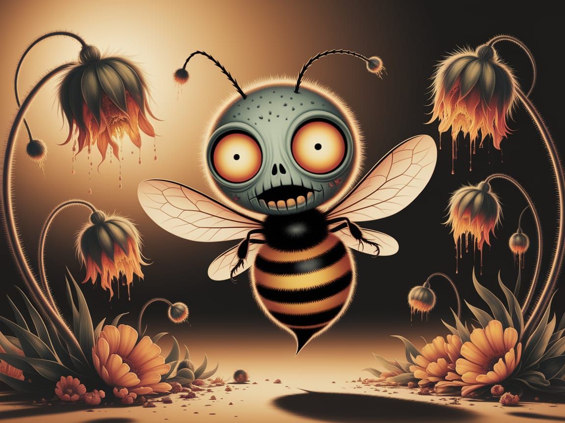 Kawaii Zombie Honey Bee Ready to Attack