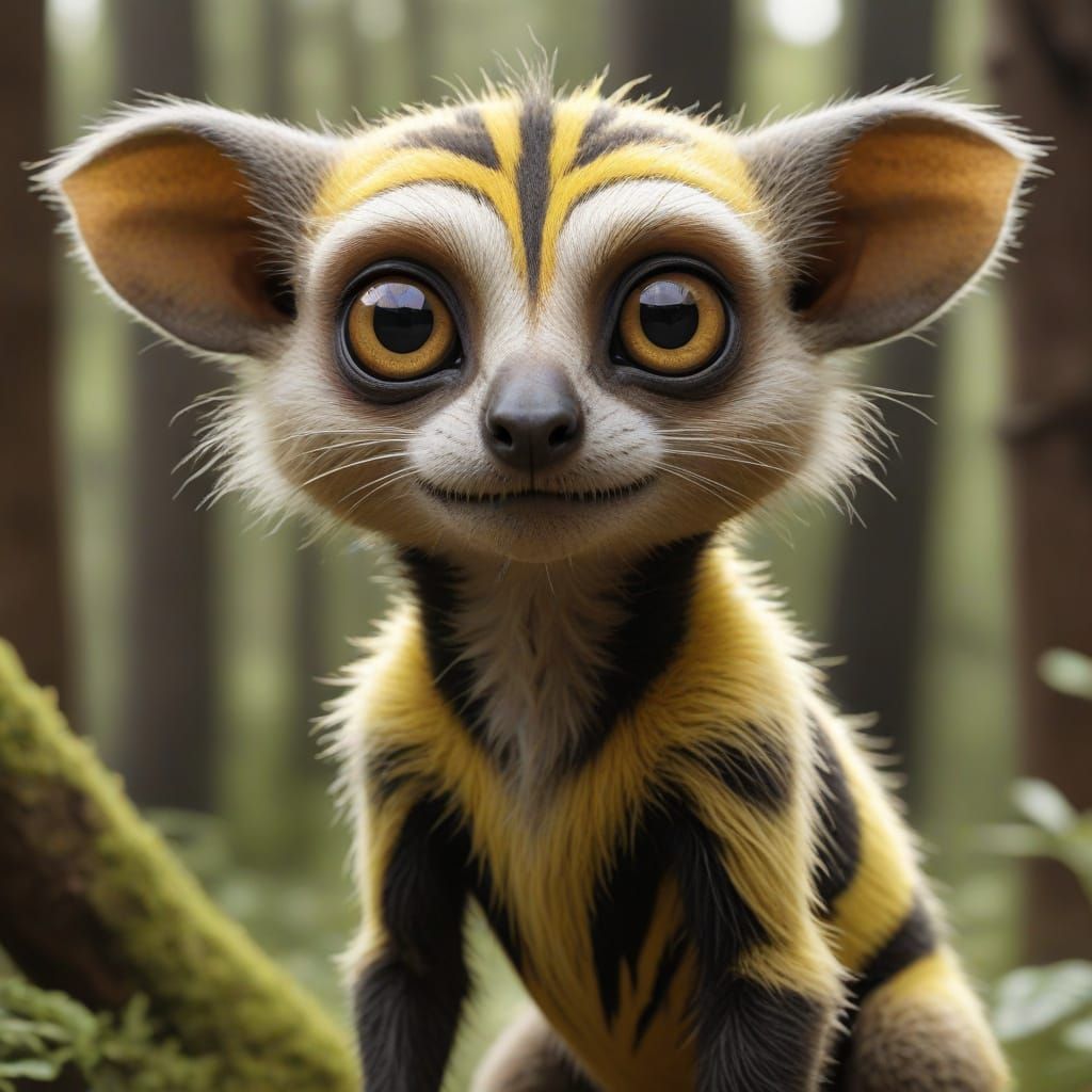 Marsupilami: Alien Dragon Beast in Yellow Forest Habitat