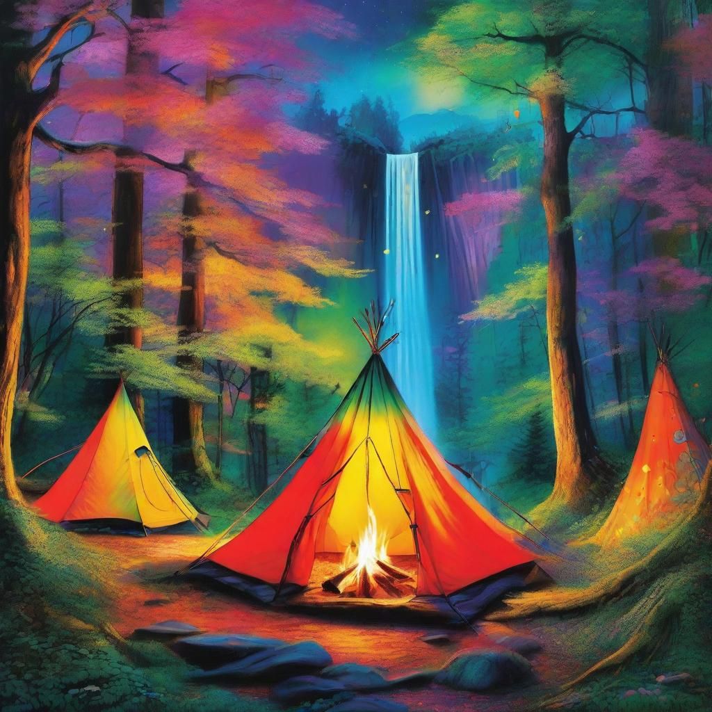 Magical Campsite in Enchanted Forest: Graffiti Art