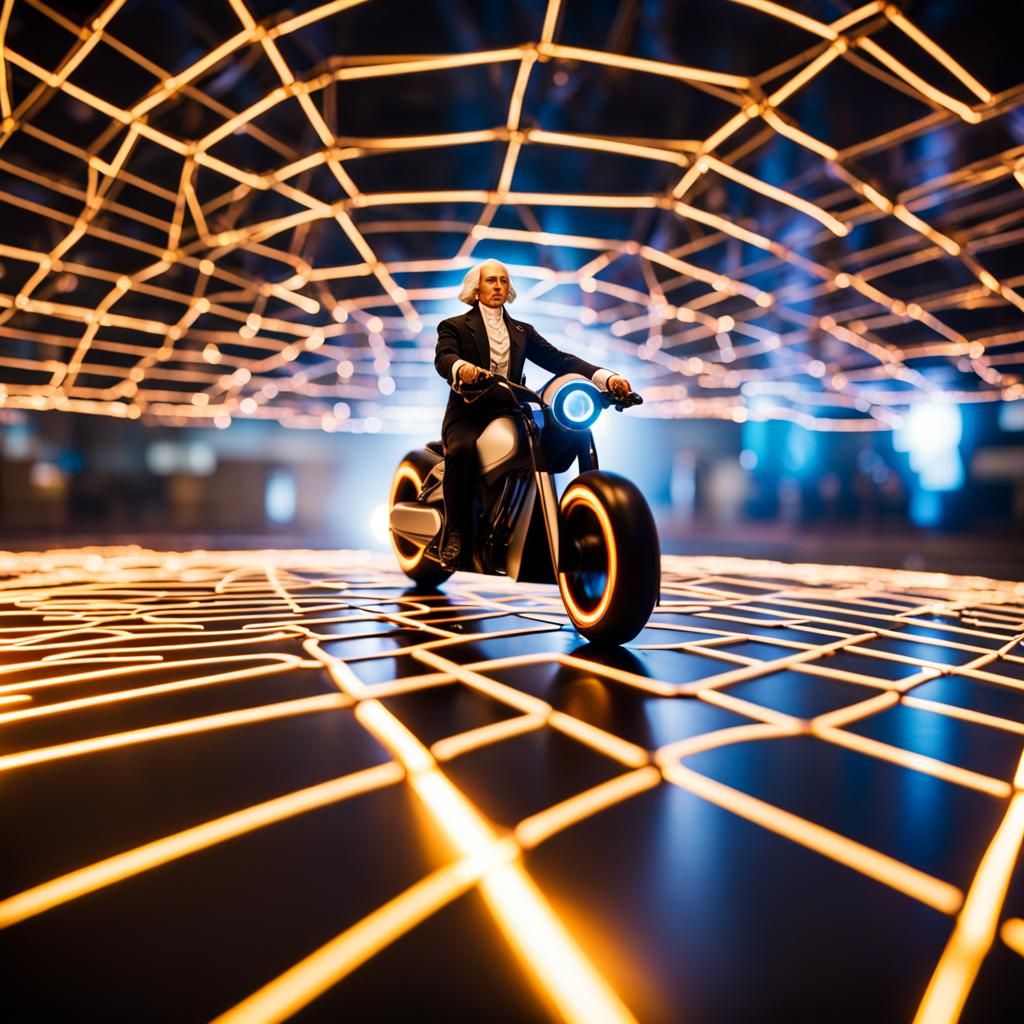 George Washington Rides Tron Light Cycle