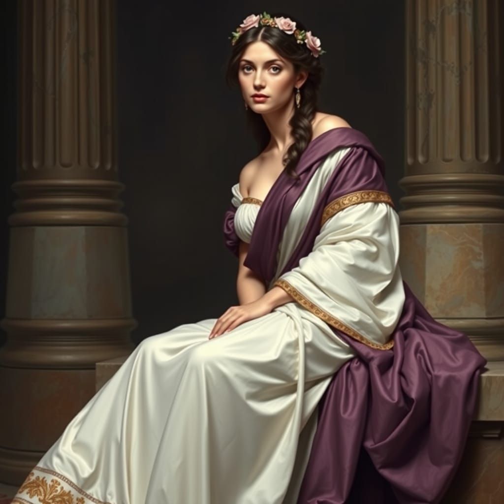 Renaissance Woman in Regal Gown Portrait