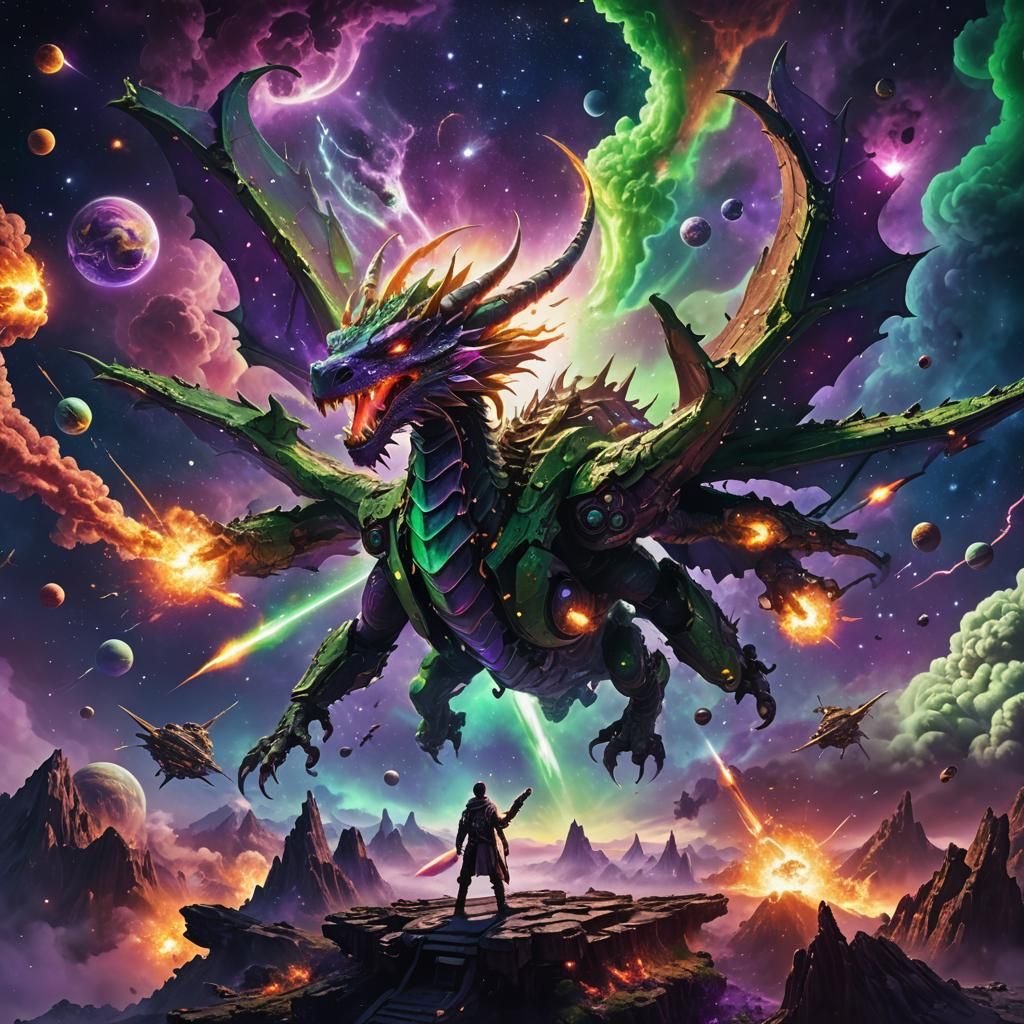 Psychedelic Dragon Shaman in Exploding Universe