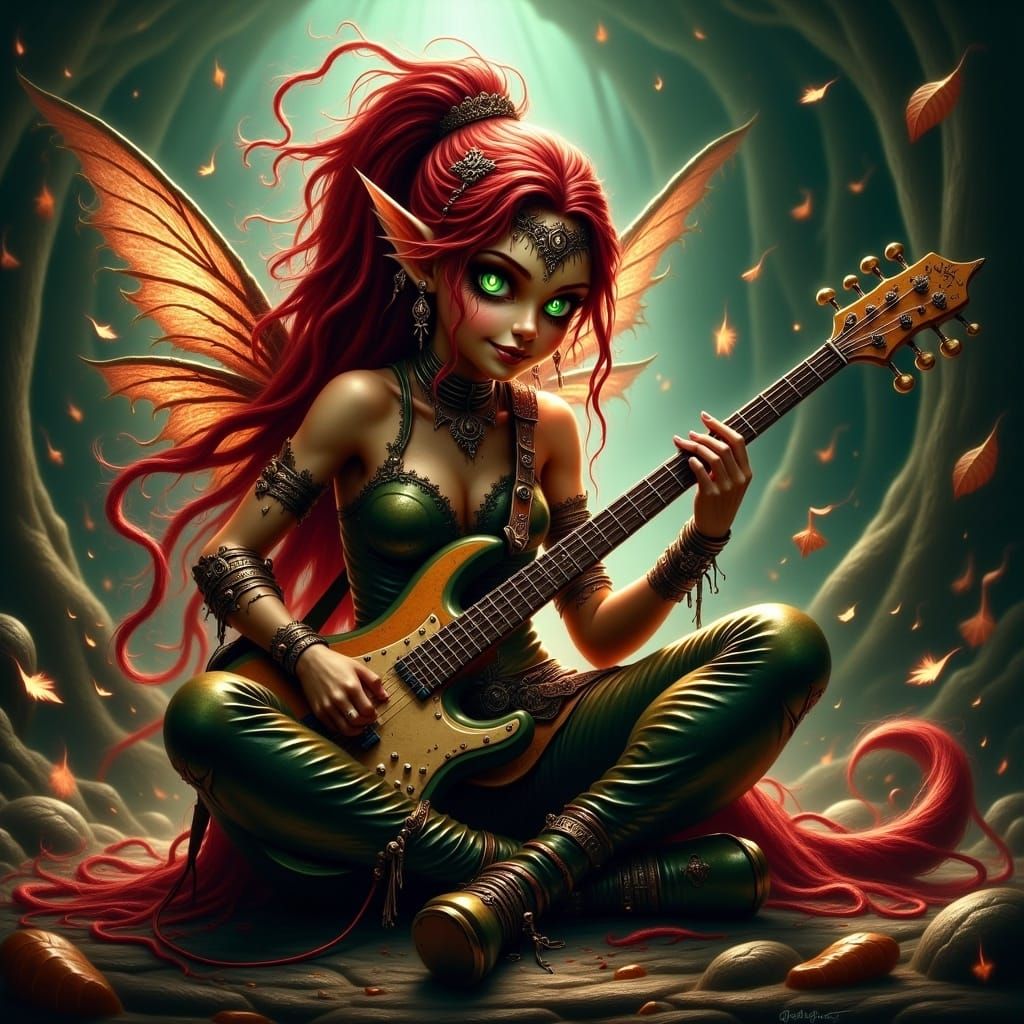 Romantic Punk Pixie Plays Bass on a Dreamy Rock Stage