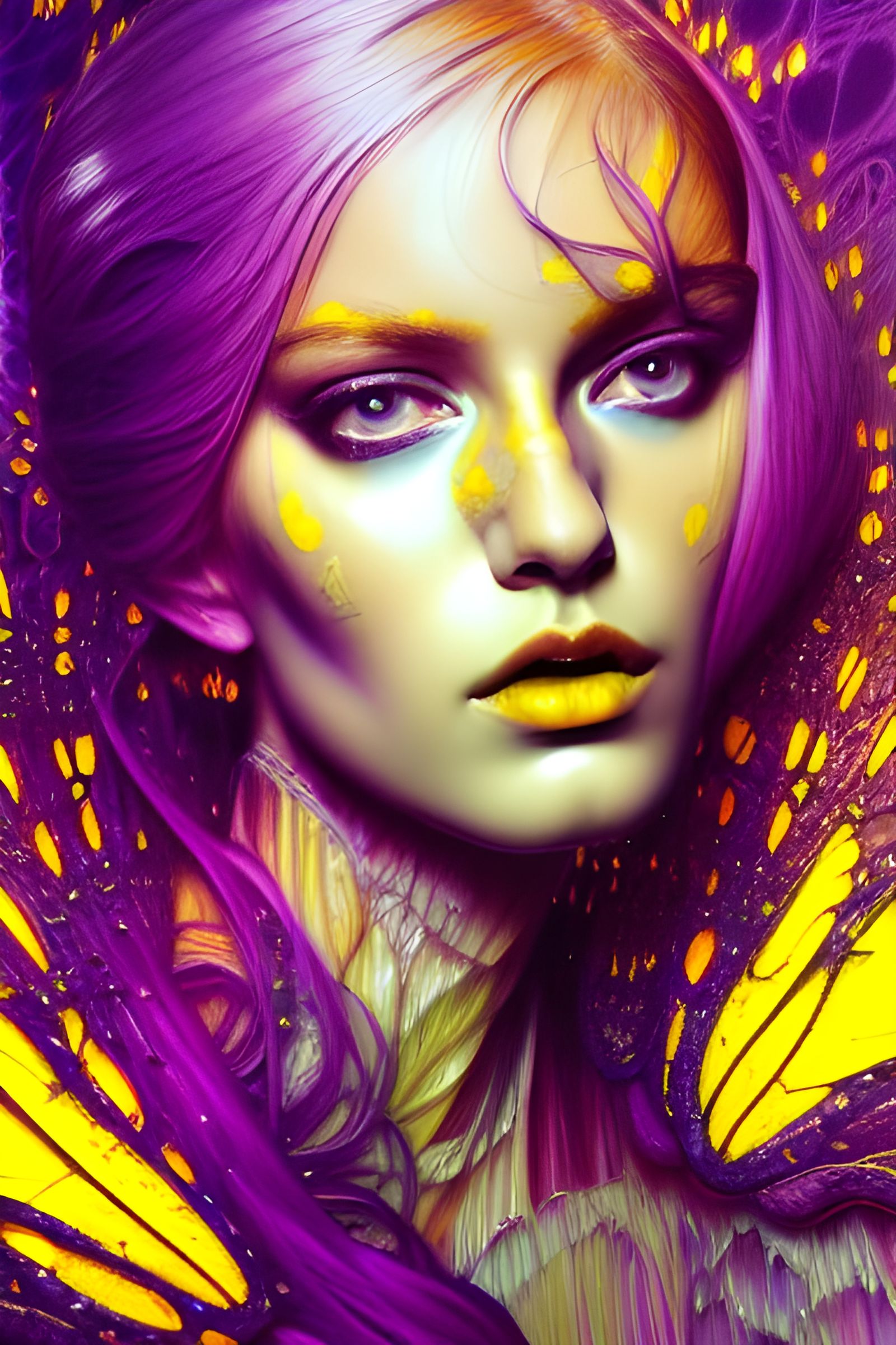 Intricate Yellow and Purple Splash Art