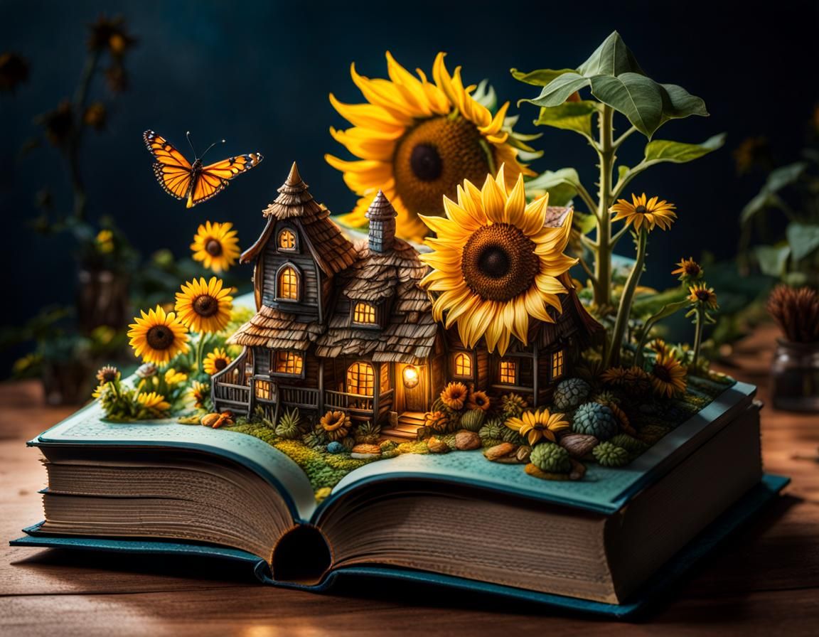Sunflower Fairy Wonderland in a Book