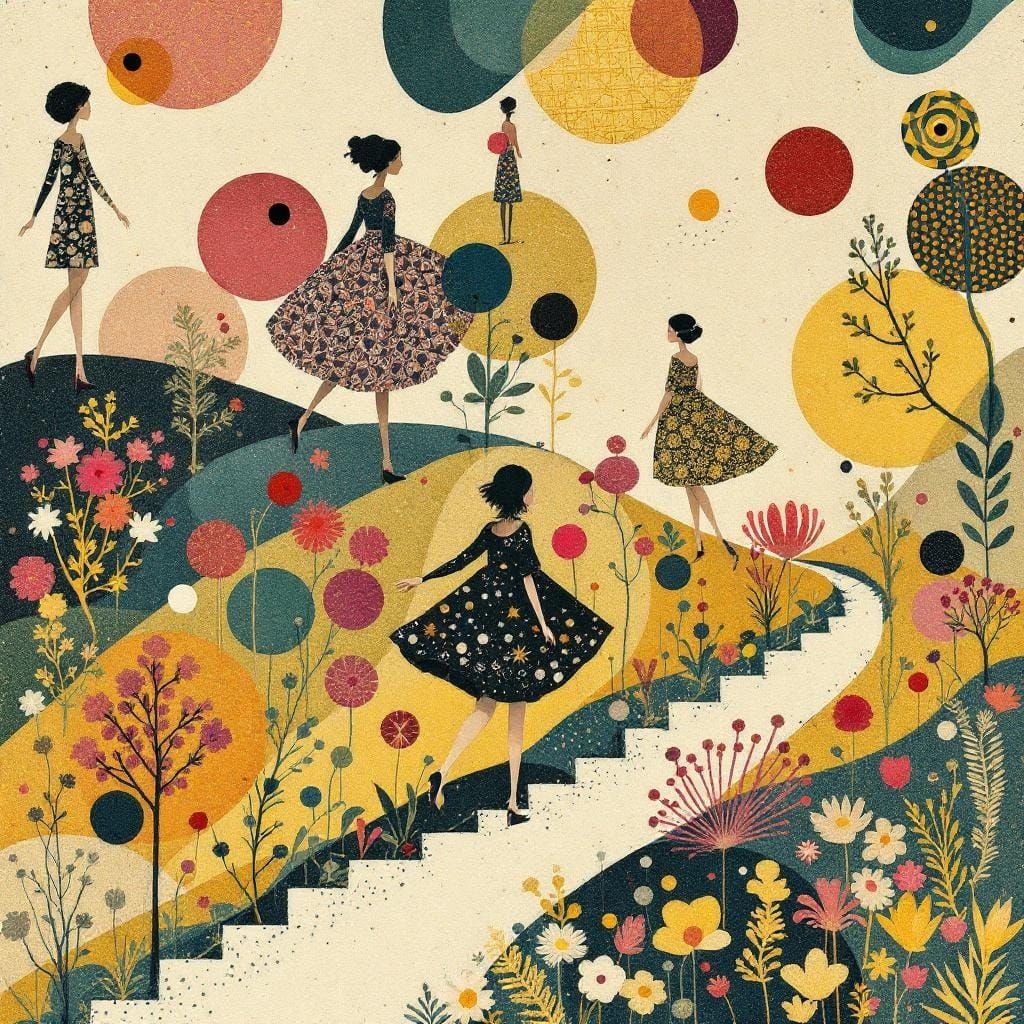 Fairy Tale Geometric Patchwork in Decorative Illustration St...