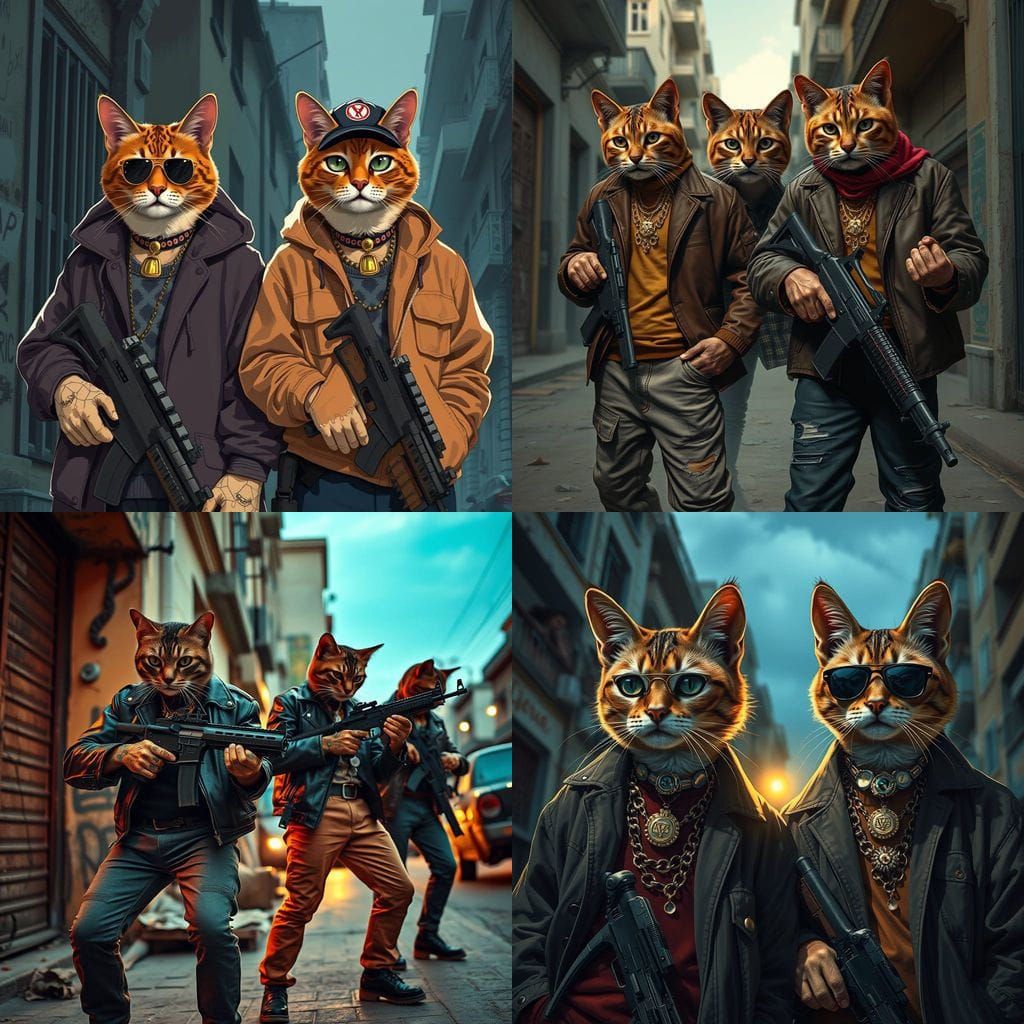 Gangster Cats in Havana: Hyperrealistic 8K Image