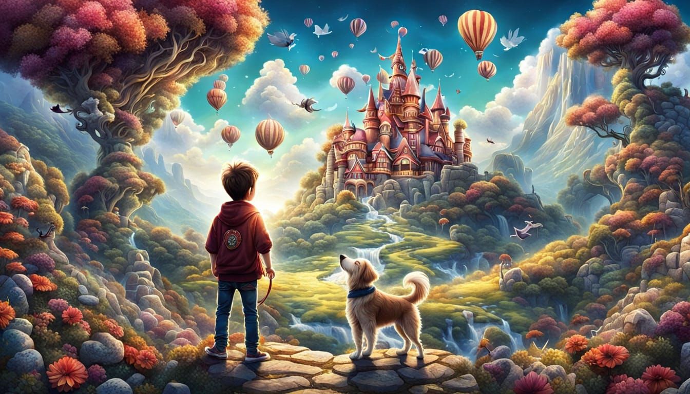 Boy's Dream of a Magical Dog Wonderland