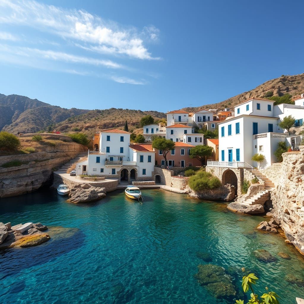 Vivid Greek Summer Landscape in Photorealistic Style