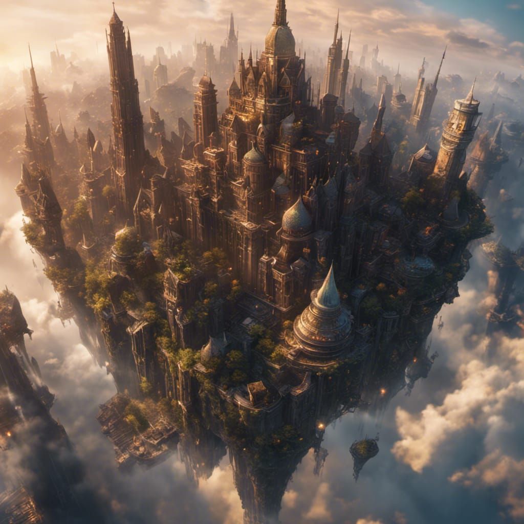 Iridescent City in the Sky: Fantasy Concept Art