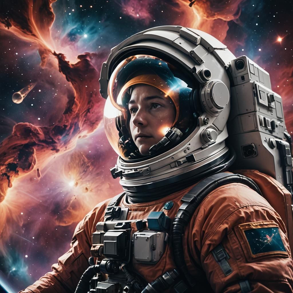 Astronaut Gazing at Nebula: Cinematic Space Scene