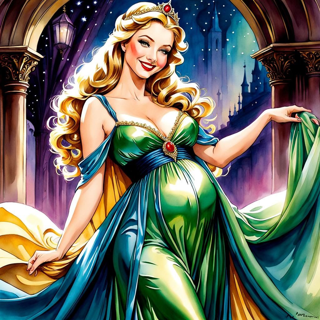 Cute pregnant Aurora from The Sleeping Beauty