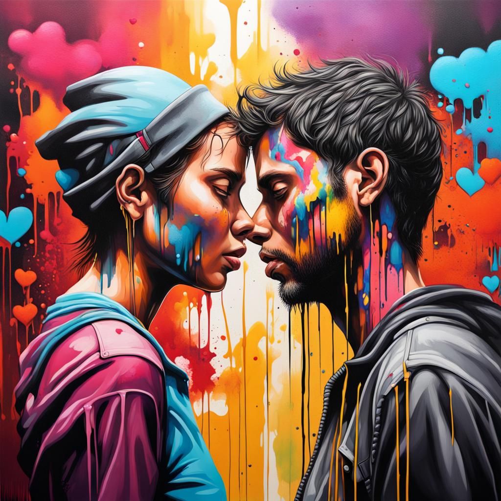 Graffiti Art: Distance Between Lovers in Polychromatic Hues