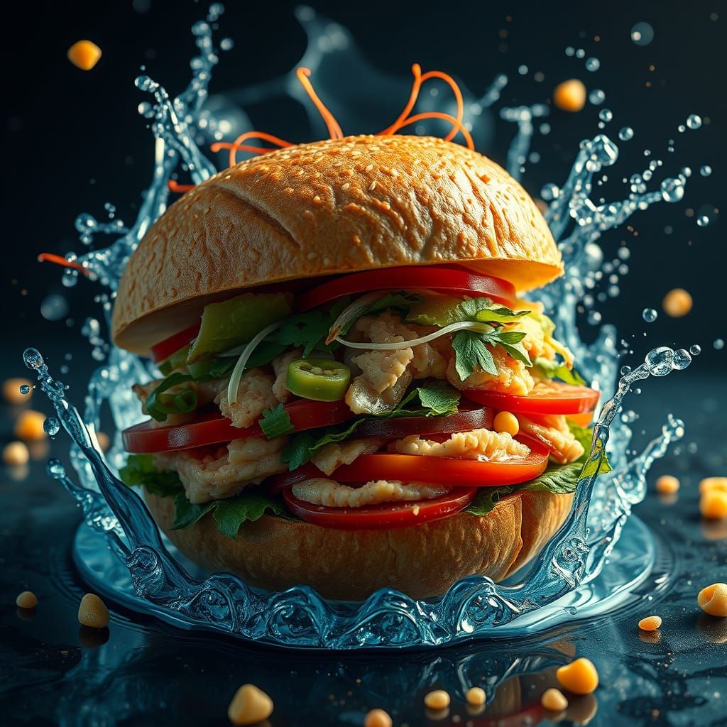 Vibrant Tuna Fish Sandwich Fantasy Art in Unreal Engine 5