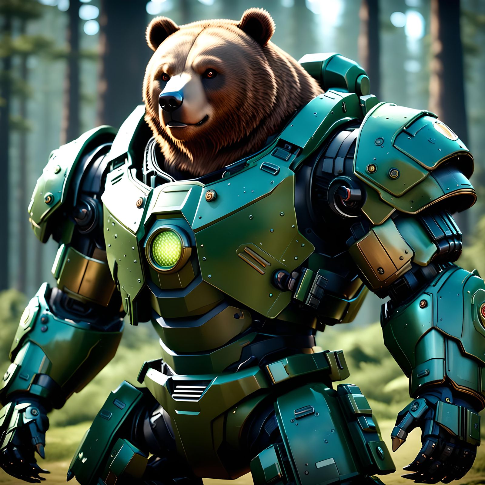Bear in Zaku Armor: 3D Game Cinematic