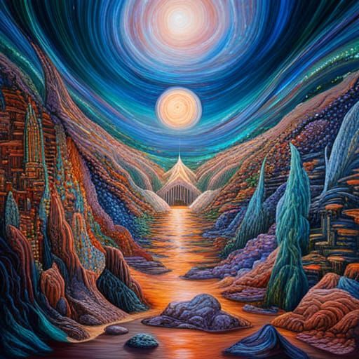 Magical Worlds of Existence in Acrylic