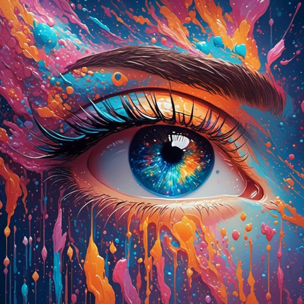 Expressive Mixed Media Drawing Showcasing Artistic Skill