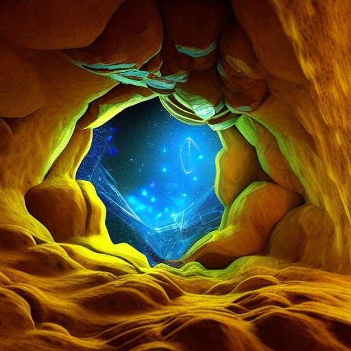 Holographic Space Cavern in Visionary Art Style