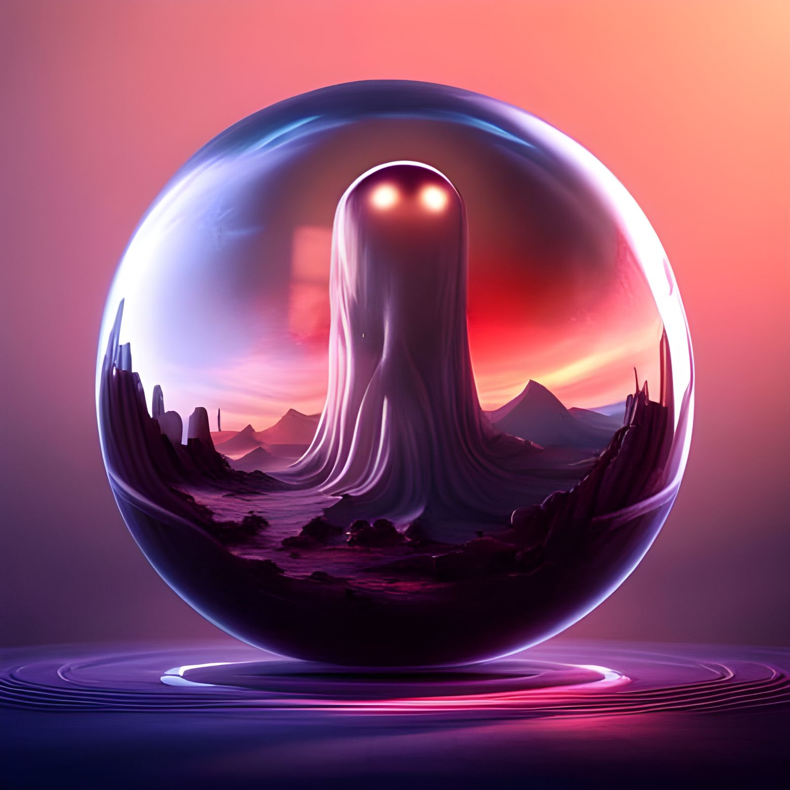 Ghost in Glass Orb: 3D Game Cinematic Render