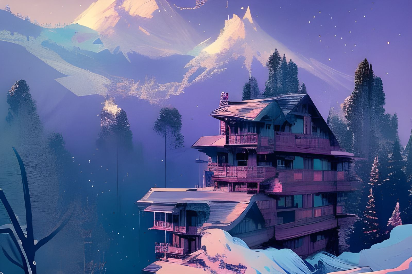 Snowy Mountain Valley in Long Exposure Photography