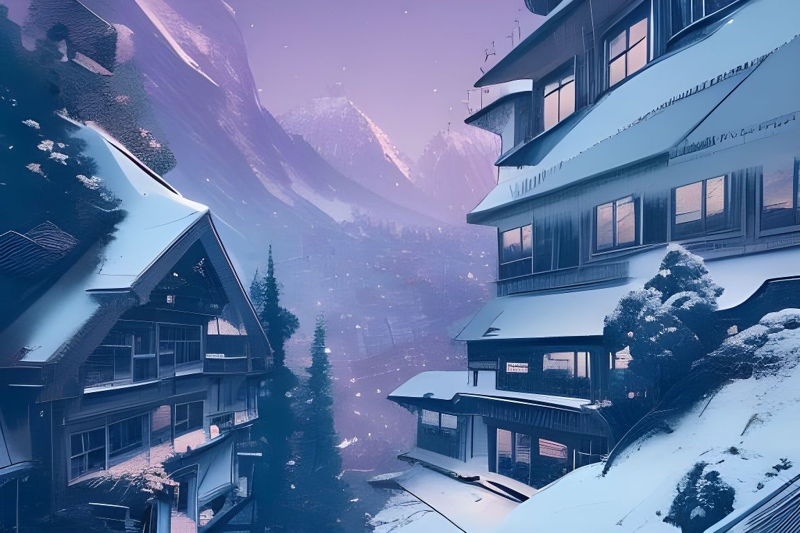 Snowy Mountain Valley in Cel-Shaded Matte Photo