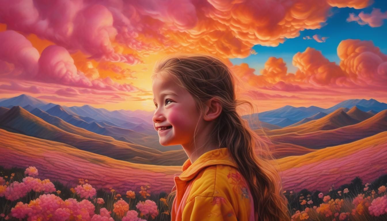 Joyful Sunset Personified: A Close-Up Emotional Landscape