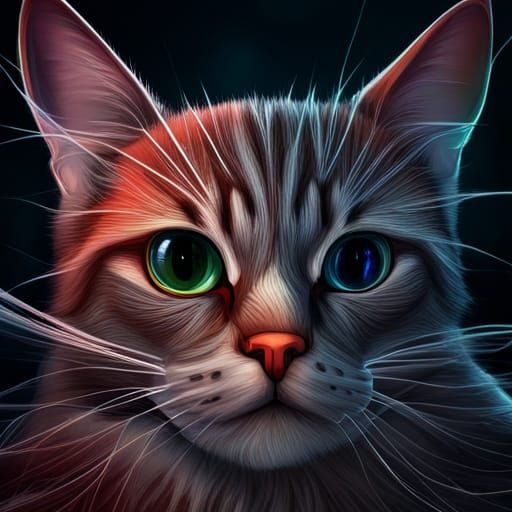 Hipster Cat in Digital Painting Style